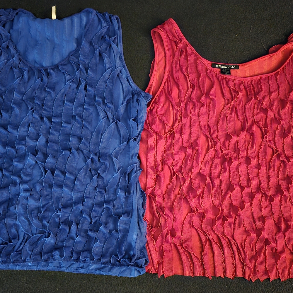 Blue and Pink Sleeveless Tops
